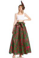 Sakkas Asma Second Convertible Traditional Wax Print Adjustable Strap Maxi Skirt