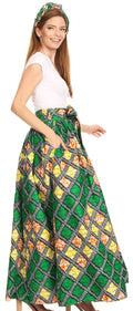 Sakkas Asma Convertible Traditional Wax Print Adjustable Strap Maxi Skirt | Dress#color_22-Multi