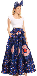 Sakkas Asma Convertible Traditional Wax Print Adjustable Strap Maxi Skirt | Dress#color_23-Multi
