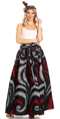 Sakkas Asma Convertible Traditional Wax Print Adjustable Strap Maxi Skirt | Dress#color_28-Multi