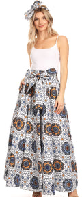 Sakkas Asma Convertible Traditional Wax Print Adjustable Strap Maxi Skirt | Dress#color_31-Multi