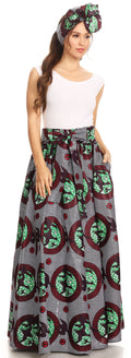 Sakkas Asma Convertible Traditional Wax Print Adjustable Strap Maxi Skirt | Dress#color_414-Multi