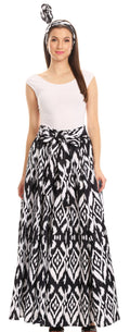 Sakkas Asma Convertible Traditional Wax Print Adjustable Strap Maxi Skirt | Dress#color_419-Multi