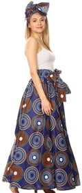 Sakkas Asma Convertible Traditional Wax Print Adjustable Strap Maxi Skirt | Dress#color_423-BlueMulti