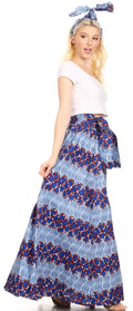 Sakkas Asma Convertible Traditional Wax Print Adjustable Strap Maxi Skirt | Dress#color_45-Multi