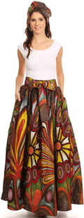 Sakkas Asma Convertible Traditional Wax Print Adjustable Strap Maxi Skirt | Dress#color_501-Multi