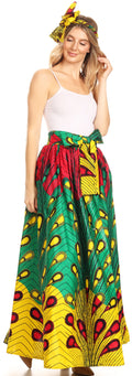 Sakkas Asma Convertible Traditional Wax Print Adjustable Strap Maxi Skirt | Dress#color_51-Multi