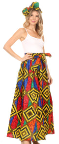 Sakkas Asma Convertible Traditional Wax Print Adjustable Strap Maxi Skirt | Dress#color_52-Multi
