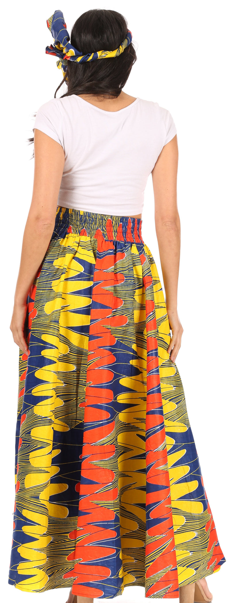 Sakkas Asma Convertible Traditional Wax Print Adjustable Strap Maxi Skirt | Dress