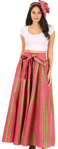 Sakkas Asma Convertible Traditional Wax Print Adjustable Strap Maxi Skirt | Dress#color_608-Multi