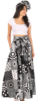 Sakkas Asma Convertible Traditional Wax Print Adjustable Strap Maxi Skirt | Dress#color_609-Multi