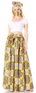 Sakkas Asma Convertible Traditional Wax Print Adjustable Strap Maxi Skirt | Dress#color_617-White