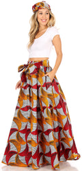 Sakkas Asma Convertible Traditional Wax Print Adjustable Strap Maxi Skirt | Dress#color_65-Multi