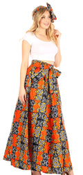 Sakkas Asma Convertible Traditional Wax Print Adjustable Strap Maxi Skirt | Dress#color_68-Multi