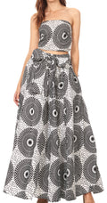 Sakkas Asma Convertible Traditional Wax Print Adjustable Strap Maxi Skirt | Dress#color_69-Multi