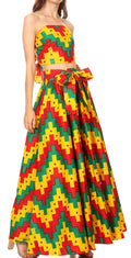 Sakkas Asma Convertible Traditional Wax Print Adjustable Strap Maxi Skirt | Dress#color_71-Multi