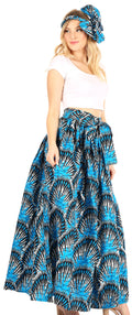 Sakkas Asma Convertible Traditional Wax Print Adjustable Strap Maxi Skirt | Dress#color_80-Multi