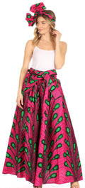 Sakkas Asma Convertible Traditional Wax Print Adjustable Strap Maxi Skirt | Dress#color_81-Multi