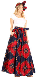 Sakkas Asma Convertible Traditional Wax Print Adjustable Strap Maxi Skirt | Dress#color_84-Multi