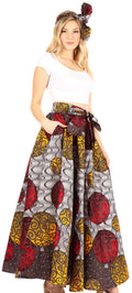 Sakkas Asma Convertible Traditional Wax Print Adjustable Strap Maxi Skirt | Dress#color_86-Multi