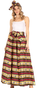 Sakkas Asma Convertible Traditional Wax Print Adjustable Strap Maxi Skirt | Dress#color_90-BeigeMulti