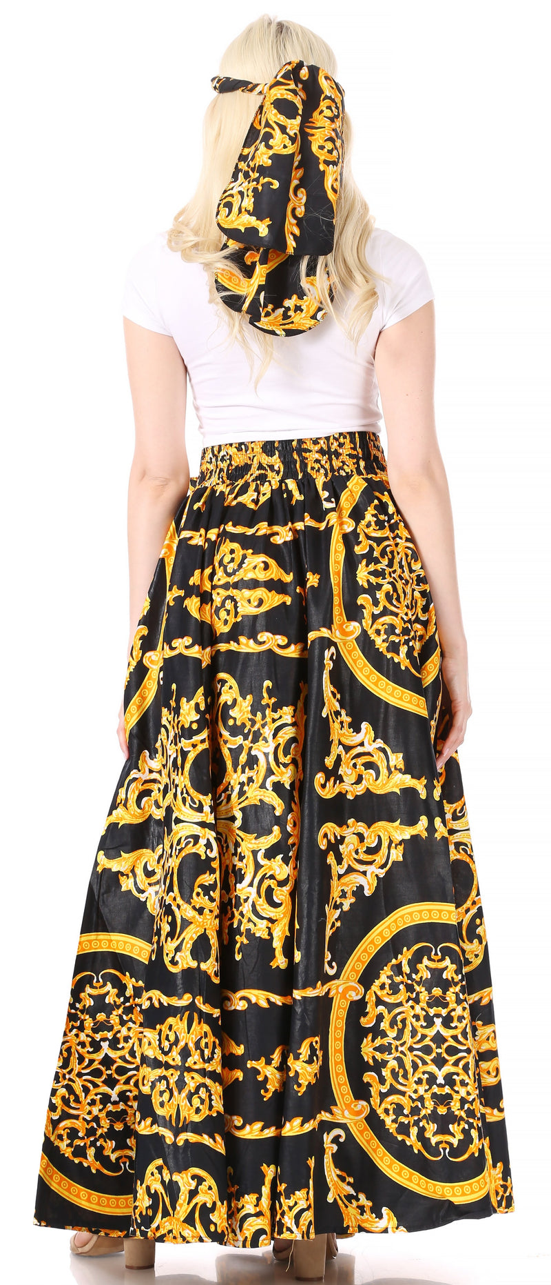 Sakkas Asma Convertible Traditional Wax Print Adjustable Strap Maxi Skirt | Dress
