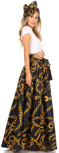 Sakkas Asma Convertible Traditional Wax Print Adjustable Strap Maxi Skirt | Dress#color_95-Multi