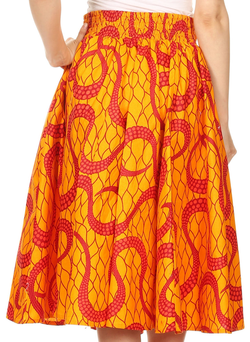 Sakkas Celine African Dutch Ankara Wax Print Full Circle Skirt