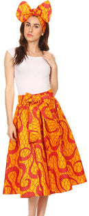 Sakkas Celine African Dutch Ankara Wax Print Full Circle Skirt