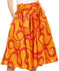 Sakkas Celine African Dutch Ankara Wax Print Full Circle Skirt#color_1100-OrangeMulti