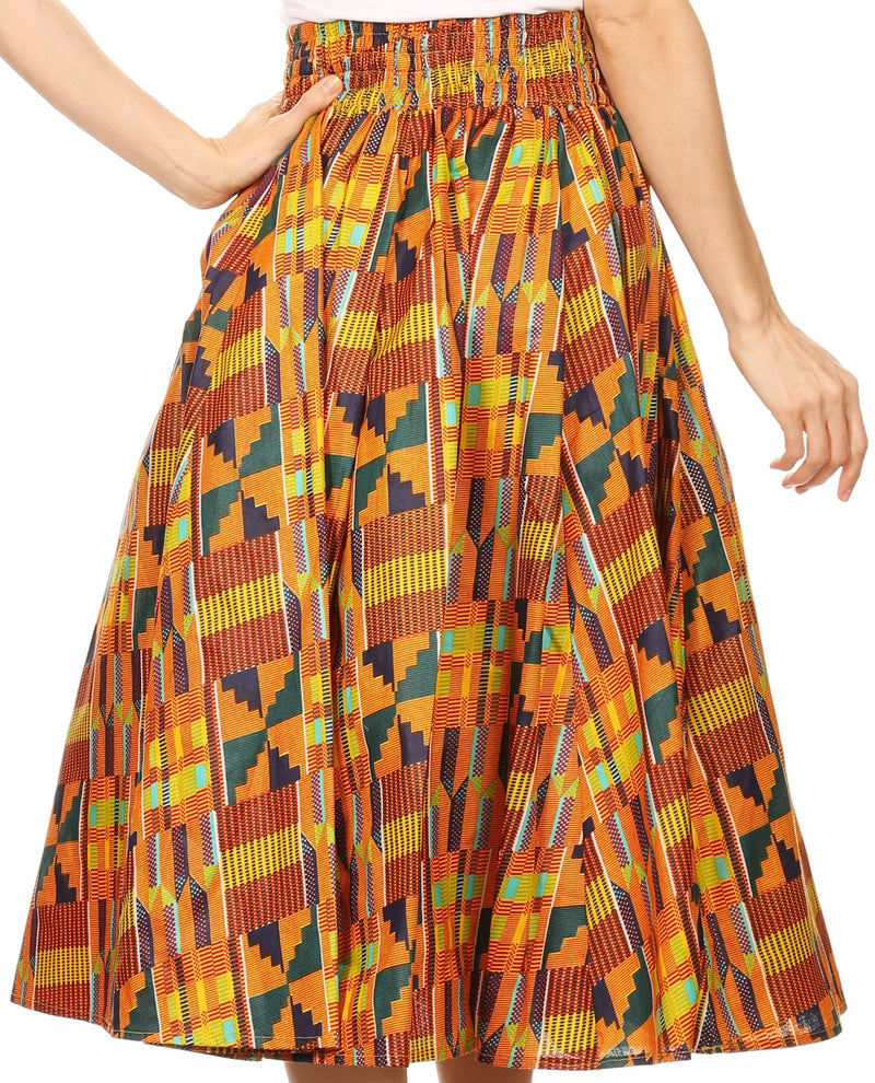 Sakkas Celine African Dutch Ankara Wax Print Full Circle Skirt