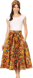 Sakkas Celine African Dutch Ankara Wax Print Full Circle Skirt