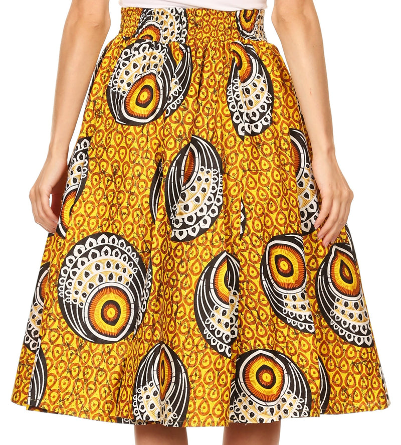 Sakkas Celine African Dutch Ankara Wax Print Full Circle Skirt