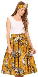 Sakkas Celine African Dutch Ankara Wax Print Full Circle Skirt