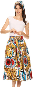 Sakkas Celine African Dutch Ankara Wax Print Full Circle Skirt