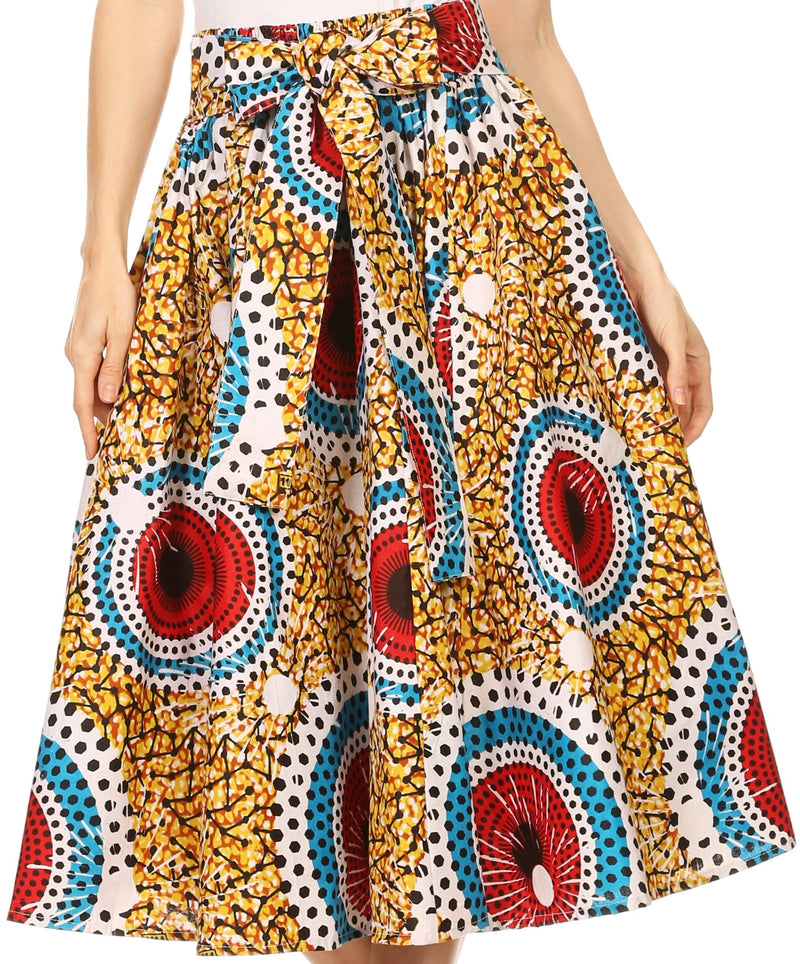 Sakkas Celine African Dutch Ankara Wax Print Full Circle Skirt