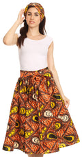 Sakkas Celine African Dutch Ankara Wax Print Full Circle Skirt#color_1116-OrangeYellow