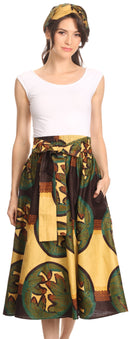 Sakkas Celine African Dutch Ankara Wax Print Full Circle Skirt
