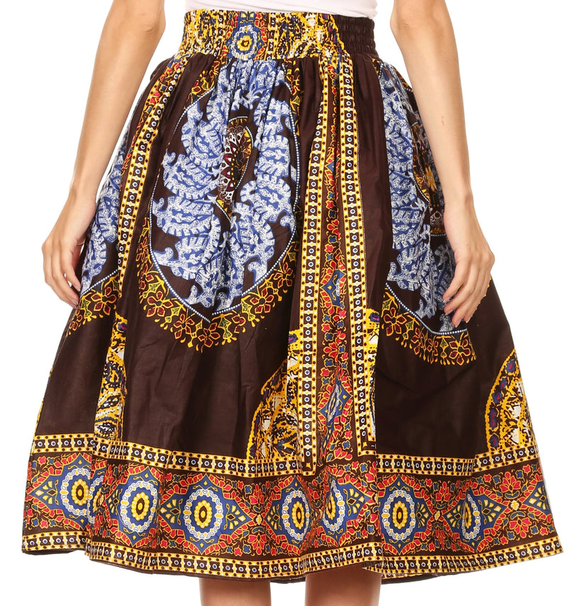 Sakkas Celine African Dutch Ankara Wax Print Full Circle Skirt