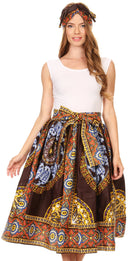 Sakkas Celine African Dutch Ankara Wax Print Full Circle Skirt