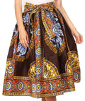 Sakkas Celine African Dutch Ankara Wax Print Full Circle Skirt#color_1120-Chocolate