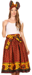 Sakkas Celine African Dutch Ankara Wax Print Full Circle Skirt