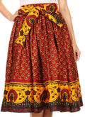 Sakkas Celine African Dutch Ankara Wax Print Full Circle Skirt#color_1128-Red