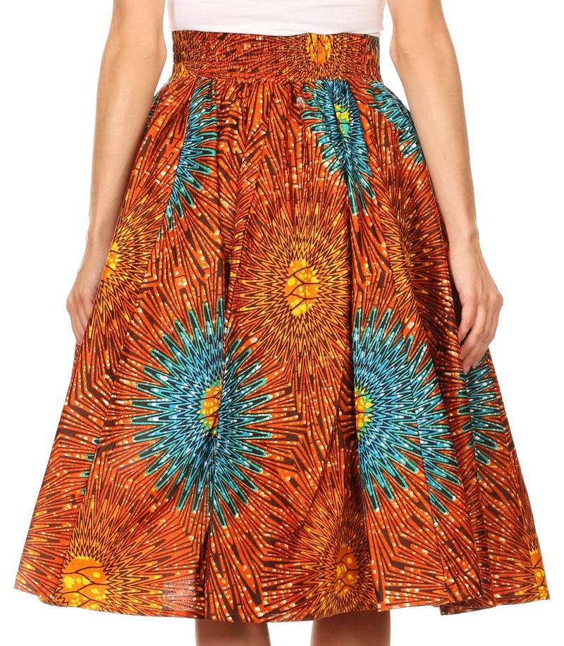 Sakkas Celine African Dutch Ankara Wax Print Full Circle Skirt