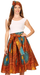 Sakkas Celine African Dutch Ankara Wax Print Full Circle Skirt