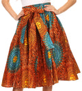 Sakkas Celine African Dutch Ankara Wax Print Full Circle Skirt#color_1134-OrangeTeal