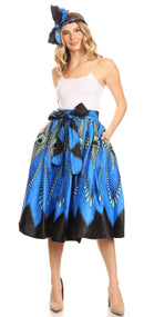 Sakkas Celine African Dutch Ankara Wax Print Full Circle Skirt