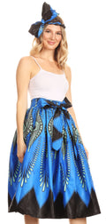 Sakkas Celine African Dutch Ankara Wax Print Full Circle Skirt#color_149-BlueTurquoise
