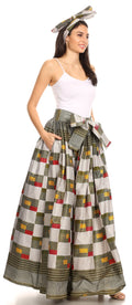 Sakkas Celine African Dutch Ankara Wax Print Full Circle Skirt#color_16-Multi