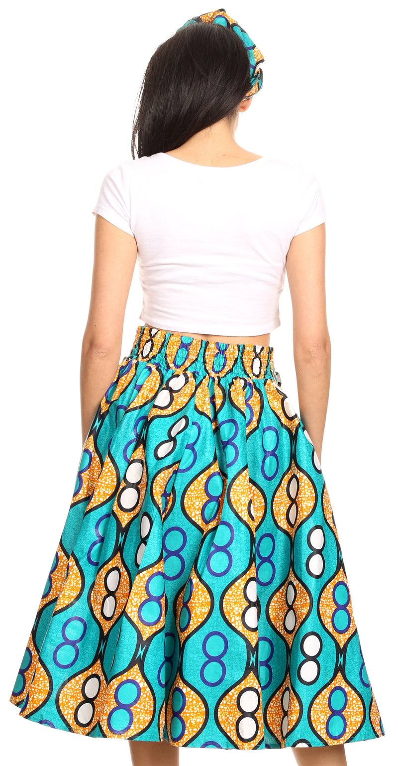 Sakkas Celine African Dutch Ankara Wax Print Full Circle Skirt